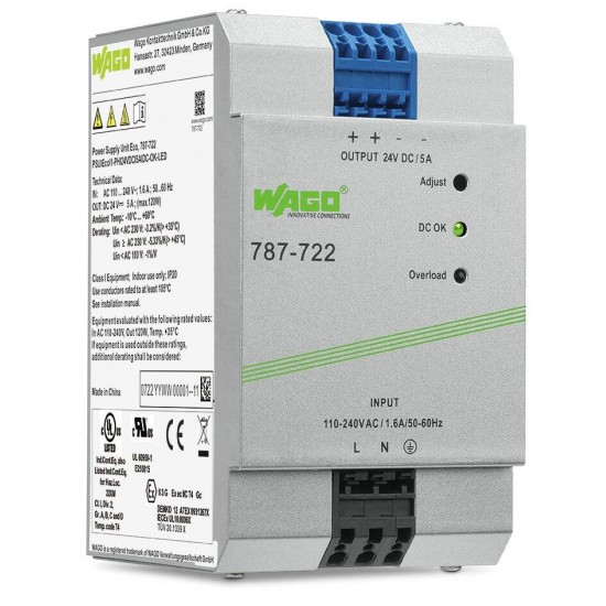 Güç kaynağı; Eco; 1 fazlı; 24 VDC çıkış gerilimi; 5 A çıkış akımı; DC-OK LED; 4,00 mm² 1 ADET Güç kaynağı; Eco; 1 fazlı; 24 VDC çıkış gerilimi; 5 A çıkış akımı; DC-OK LED; 4,00 mm² 1 ADET